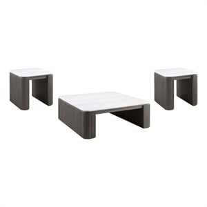 Coaster Lior 3-Piece Square Marble Top Coffee and End Table Set in Charcoal