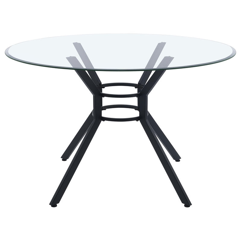 Coaster Steele 48-inch Round Glass Top Dining Table in Metal Black