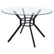 Coaster Steele 48-inch Round Glass Top Dining Table in Metal Black