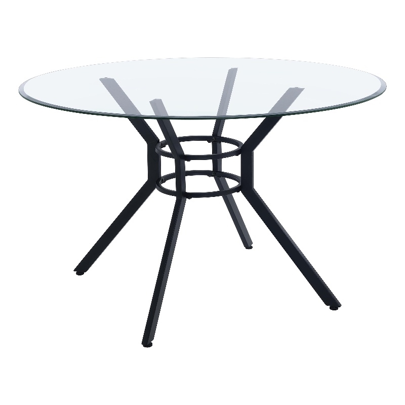 Coaster Steele 48-inch Round Glass Top Dining Table in Metal Black