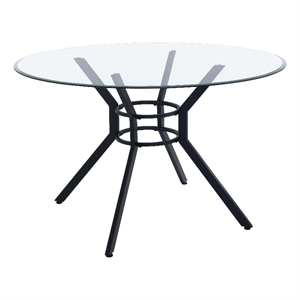 Coaster Steele 48-inch Round Glass Top Dining Table in Metal Black