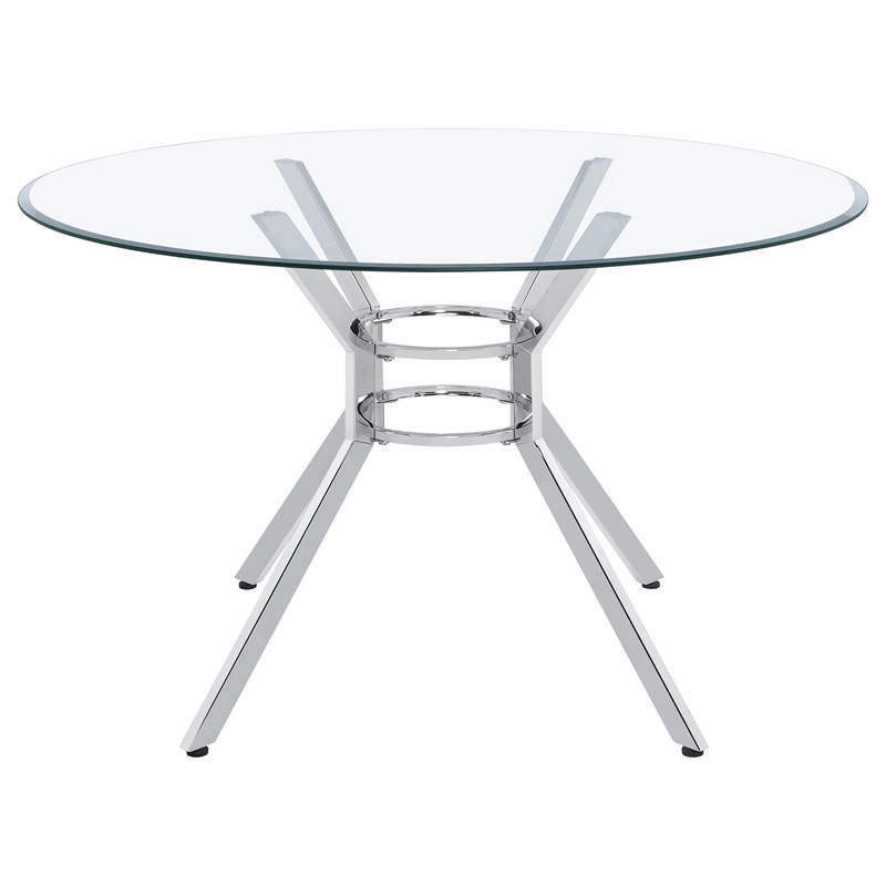 Coaster Steele 48-inch Round Glass Top Dining Table in Metal Chrome