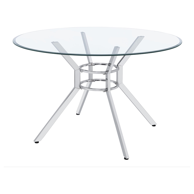 Coaster Steele 48-inch Round Glass Top Dining Table in Metal Chrome