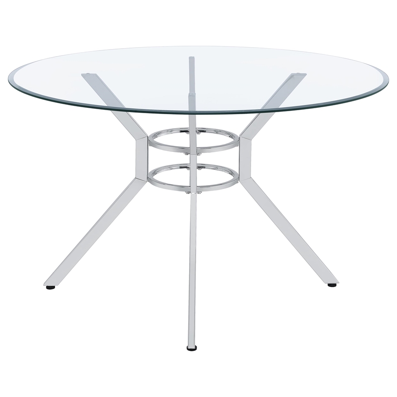 Coaster Steele 48-inch Round Glass Top Dining Table in Metal Chrome