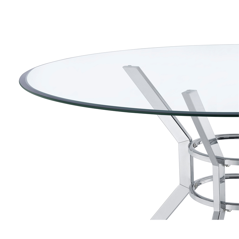 Coaster Steele 48-inch Round Glass Top Dining Table in Metal Chrome