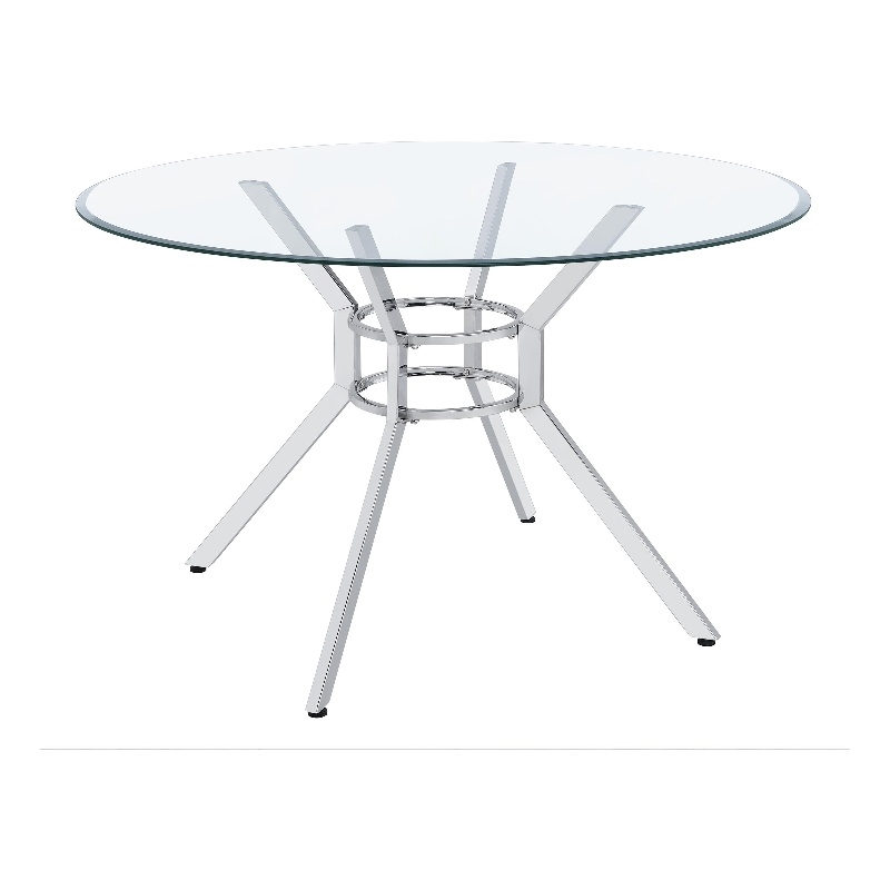 Coaster Steele 48-inch Round Glass Top Dining Table in Metal Chrome