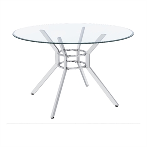 Coaster Steele 48-inch Round Glass Top Dining Table in Metal Chrome