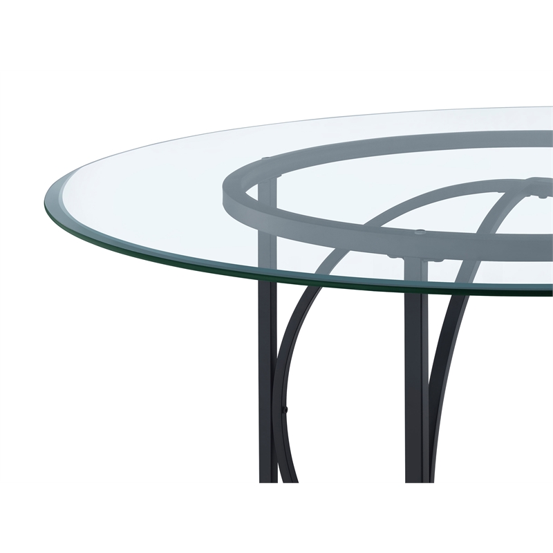 Coaster Levy 48-inch Round Glass Top Dining Table in Metal Black