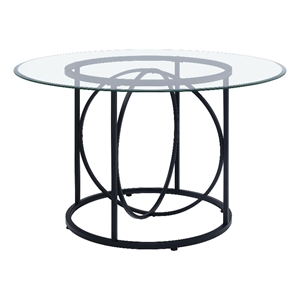 Coaster Levy 48-inch Round Glass Top Dining Table in Metal Black