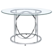 Coaster Levy 48-inch Round Glass Top Dining Table in Metal Chrome