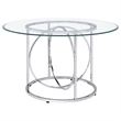 Coaster Levy 48-inch Round Glass Top Dining Table in Metal Chrome