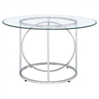 Coaster Levy 48-inch Round Glass Top Dining Table in Metal Chrome