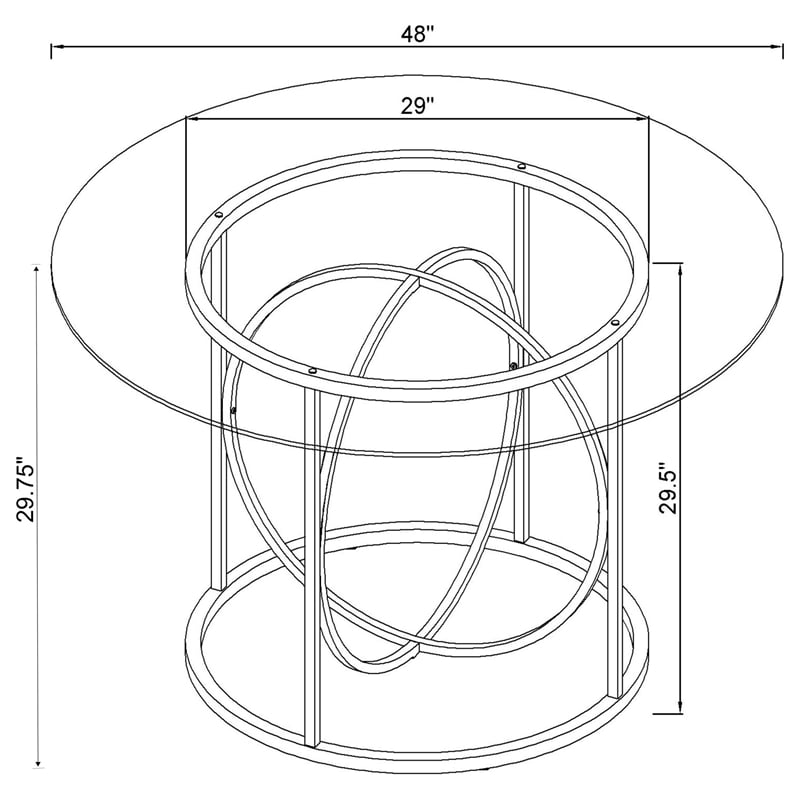 Coaster Levy 48-inch Round Glass Top Dining Table in Metal Chrome