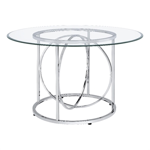Coaster Levy 48-inch Round Glass Top Dining Table in Metal Chrome