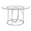 Coaster Levy 48-inch Round Glass Top Dining Table in Metal Chrome