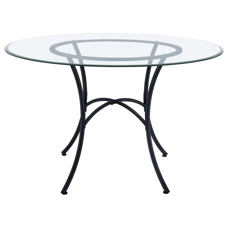 Coaster Kline 48-inch Round Glass Top Dining Table in Metal Black