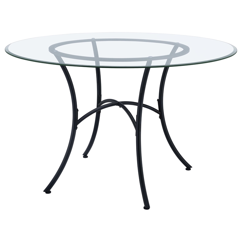 Coaster Kline 48-inch Round Glass Top Dining Table in Metal Black