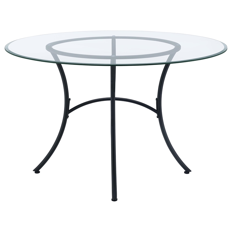 Coaster Kline 48-inch Round Glass Top Dining Table in Metal Black
