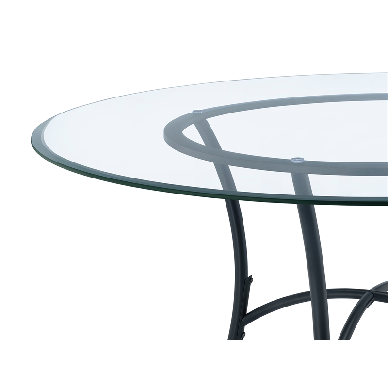 Coaster Kline 48-inch Round Glass Top Dining Table in Metal Black