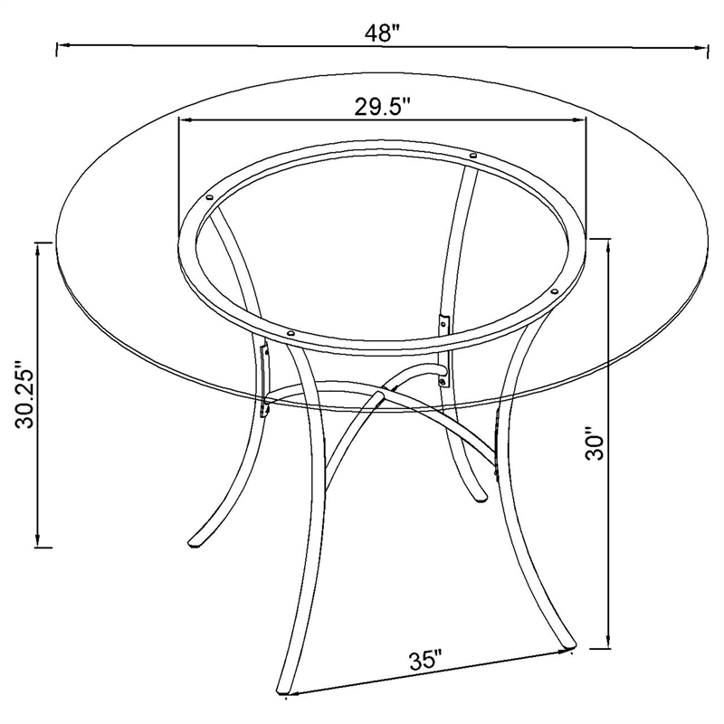 Coaster Kline 48-inch Round Glass Top Dining Table in Metal Black
