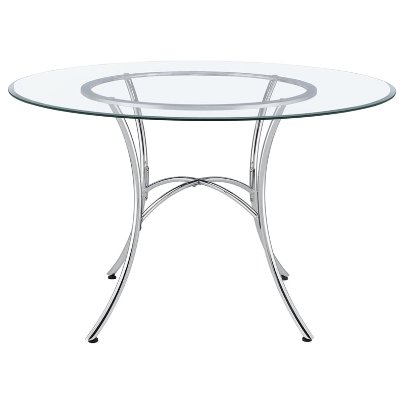 Coaster Kline 48-inch Round Glass Top Dining Table in Metal Chrome