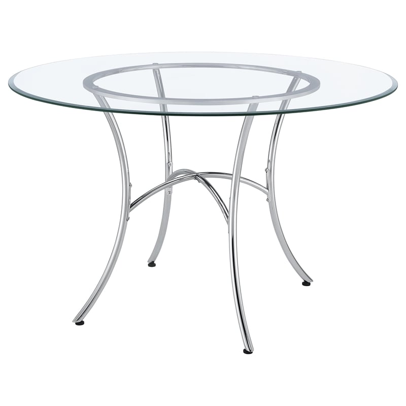 Coaster Kline 48-inch Round Glass Top Dining Table in Metal Chrome