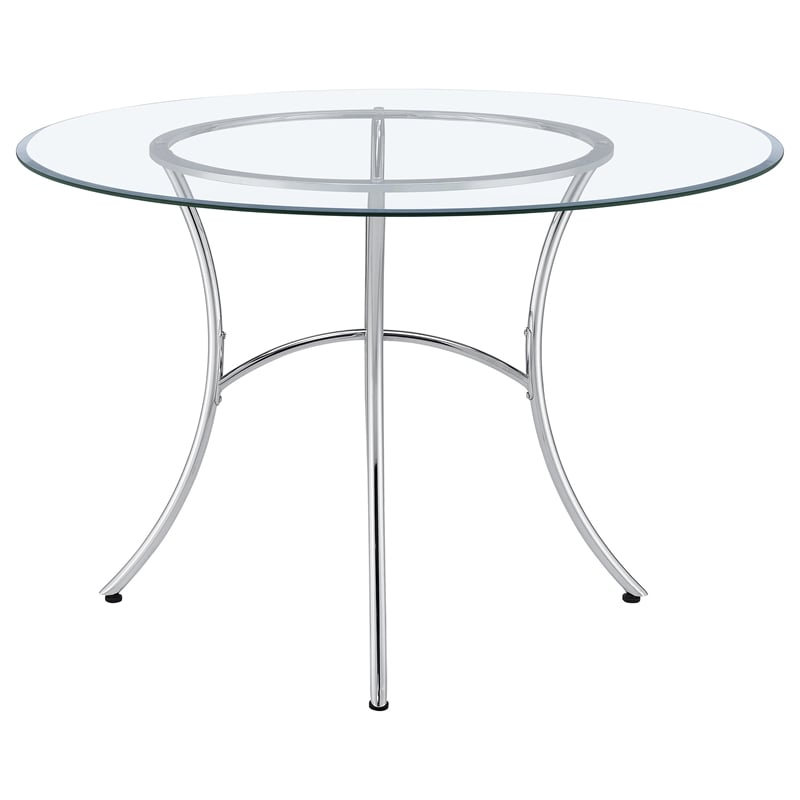 Coaster Kline 48-inch Round Glass Top Dining Table in Metal Chrome