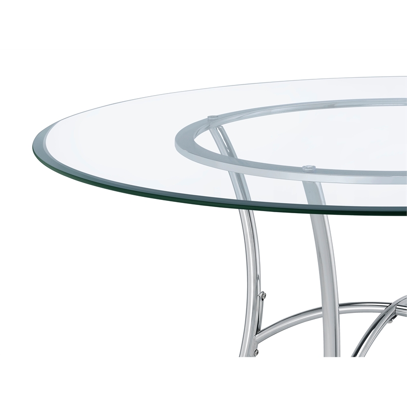 Coaster Kline 48-inch Round Glass Top Dining Table in Metal Chrome