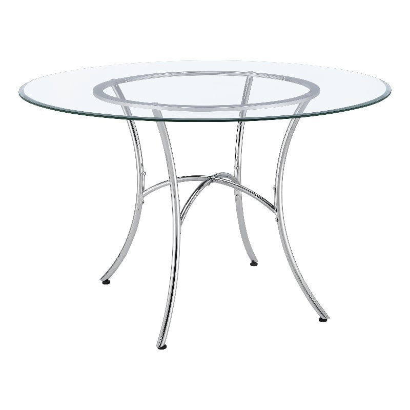 Coaster Kline 48-inch Round Glass Top Dining Table in Metal Chrome