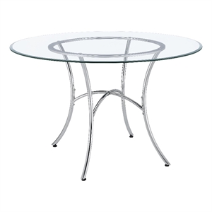 Coaster Kline 48-inch Round Glass Top Dining Table in Metal Chrome