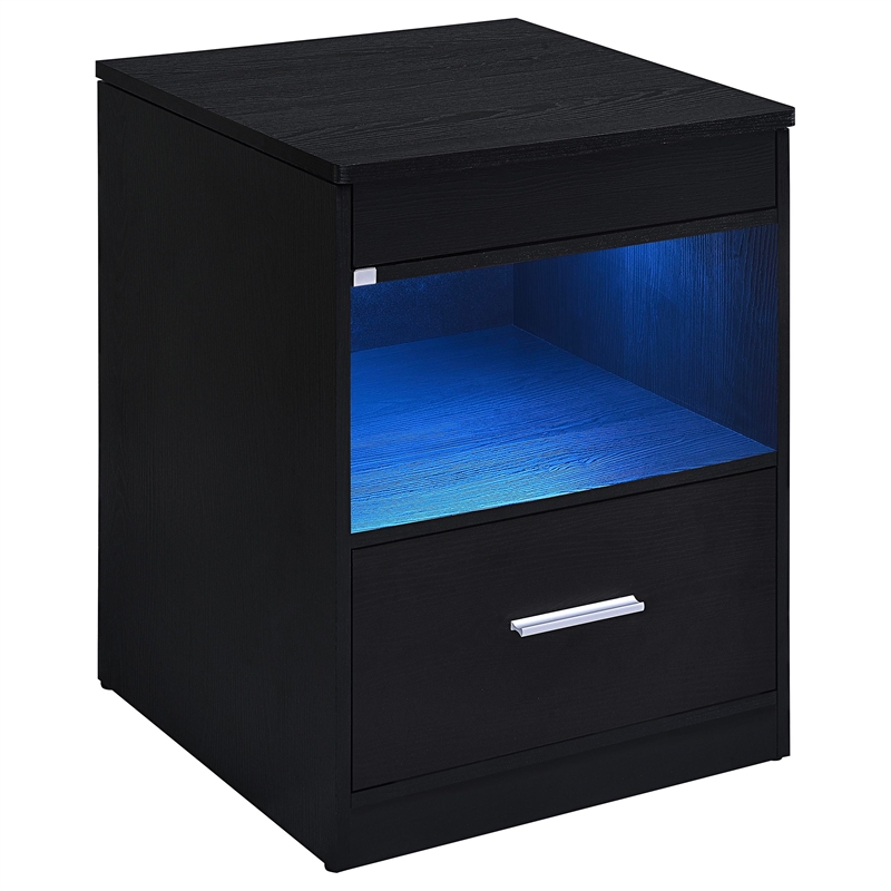 Coaster Fabre Engineered Wood Extendable Top Bedside Table in Black Ash
