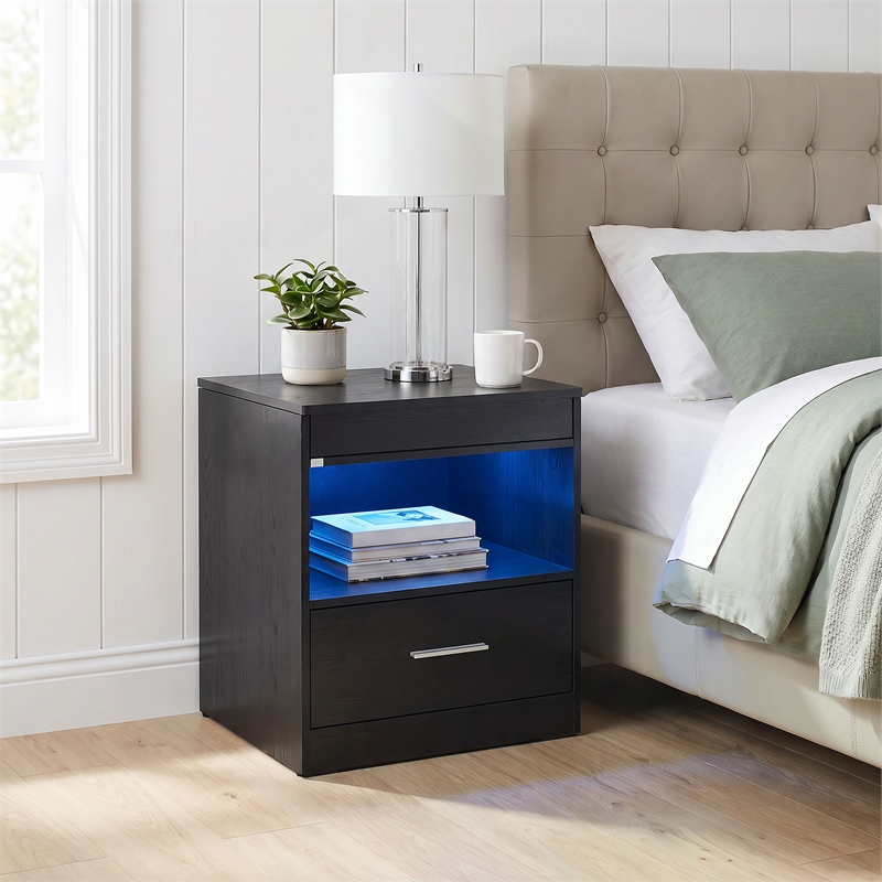 Coaster Fabre Engineered Wood Extendable Top Bedside Table in Black Ash