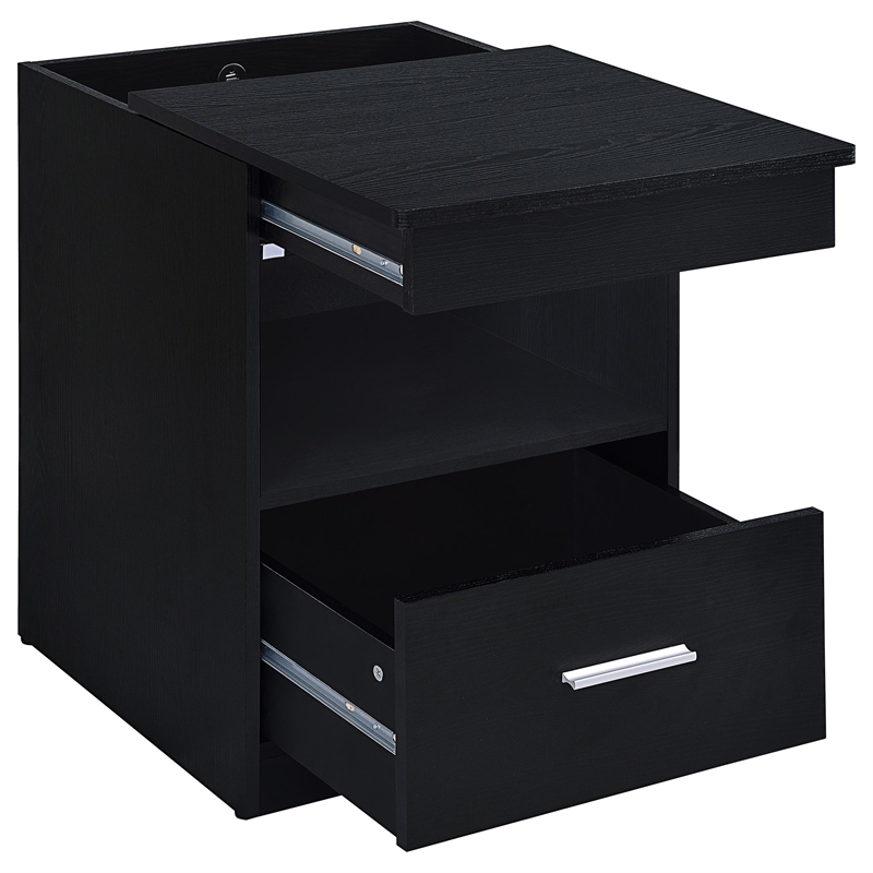 Coaster Fabre Engineered Wood Extendable Top Bedside Table in Black Ash