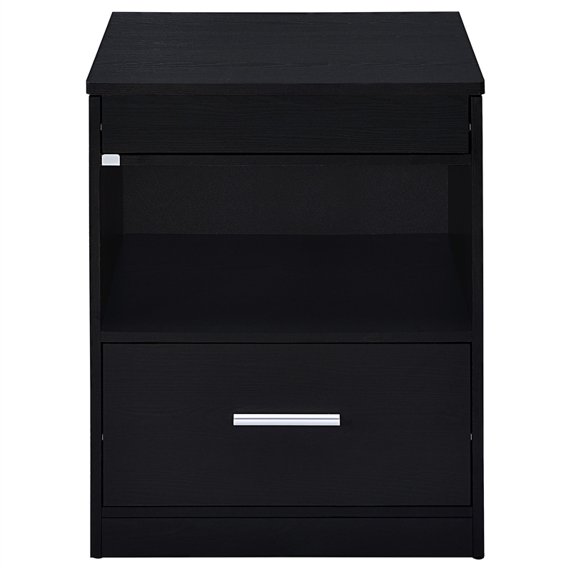 Coaster Fabre Engineered Wood Extendable Top Bedside Table in Black Ash