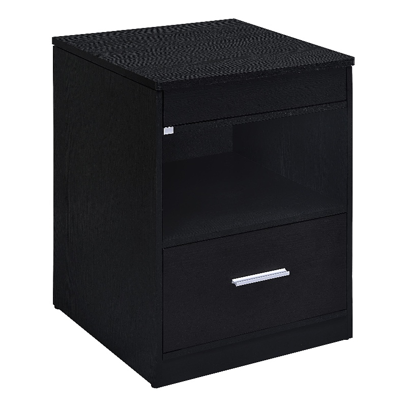 Coaster Fabre Engineered Wood Extendable Top Bedside Table in Black Ash
