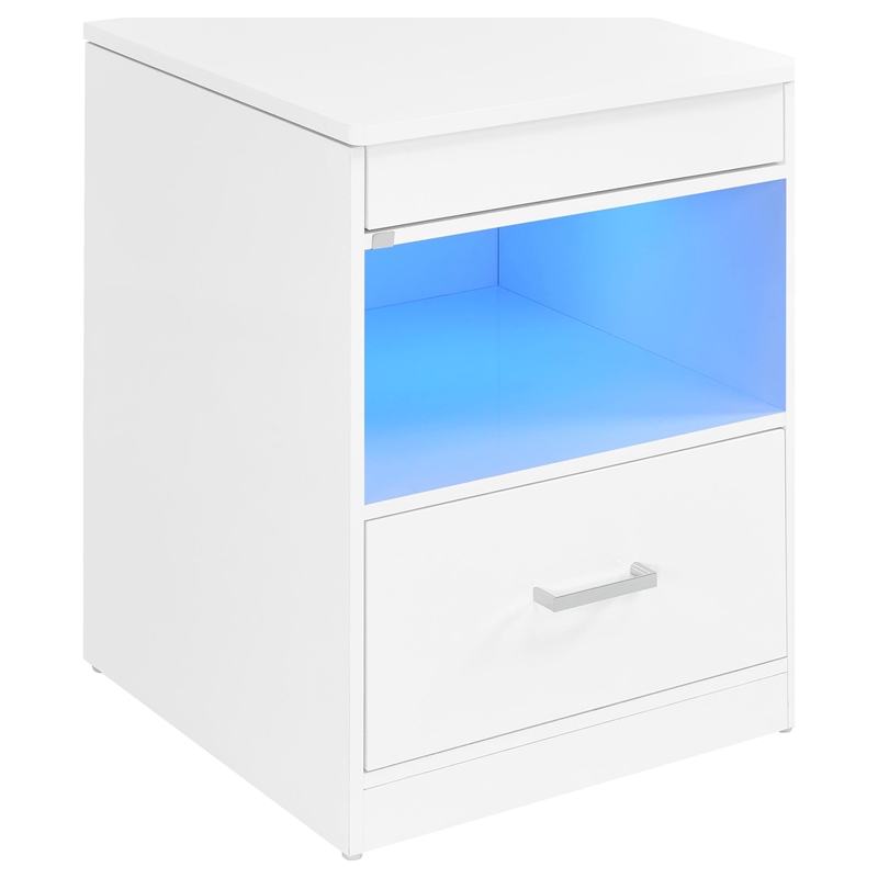 Coaster Fabre Engineered Wood Extendable Top Bedside Table in White High Gloss