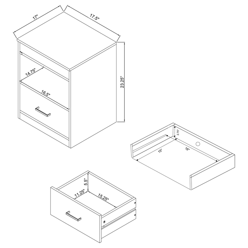 Coaster Fabre Engineered Wood Extendable Top Bedside Table in White High Gloss