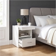 Coaster Fabre Engineered Wood Extendable Top Bedside Table in White High Gloss