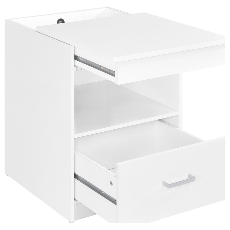 Coaster Fabre Engineered Wood Extendable Top Bedside Table in White High Gloss