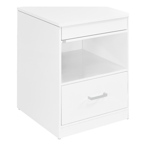Coaster Fabre Engineered Wood Extendable Top Bedside Table in White High Gloss