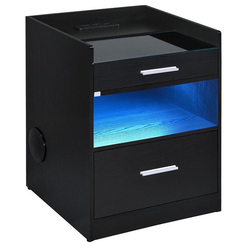 Coaster Furda Engineered Wood LED Bedside Table with Speaker in Black