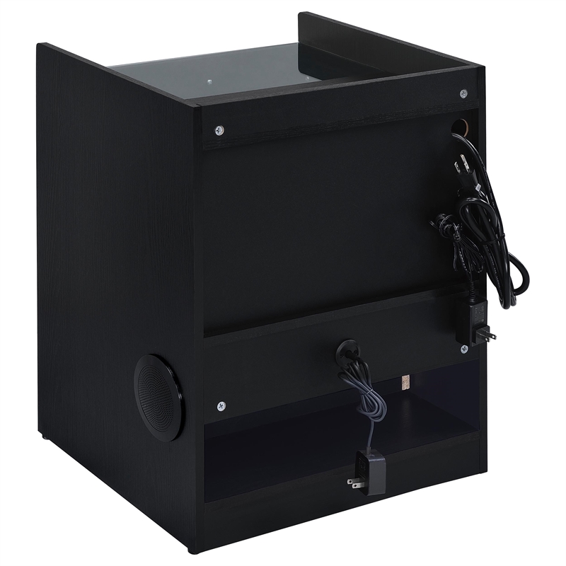 Coaster Furda Engineered Wood LED Bedside Table with Speaker in Black