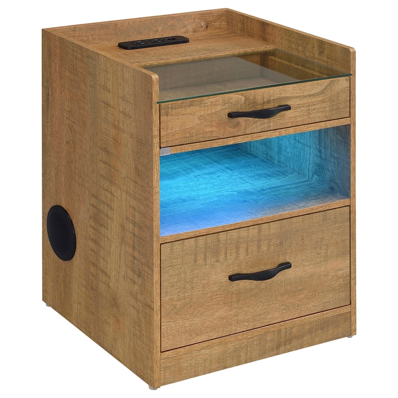 Coaster Furda Engineered Wood LED Bedside Table with Speaker in Brown
