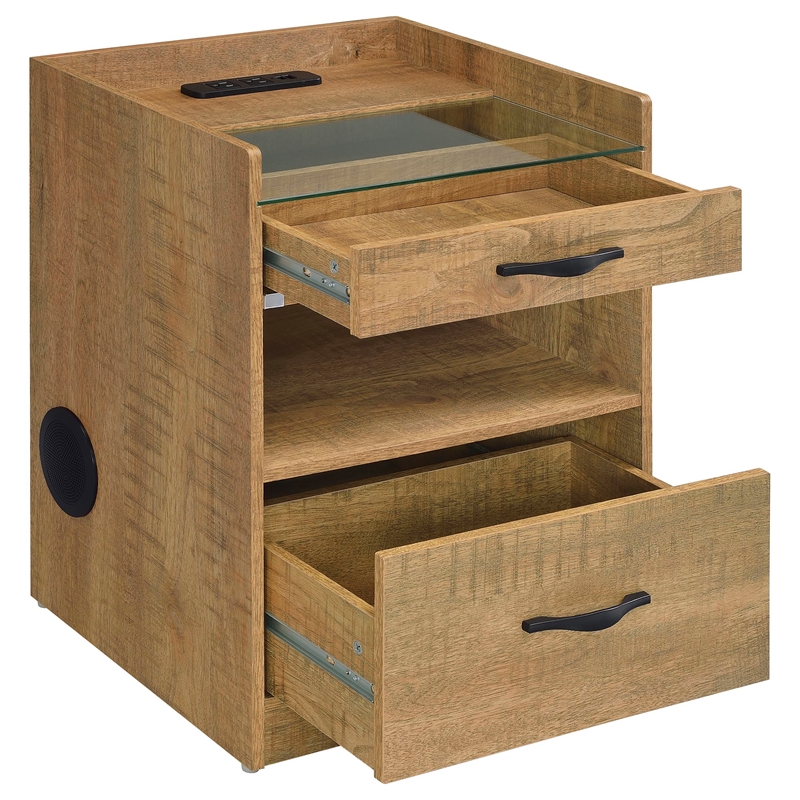 Coaster Furda Engineered Wood LED Bedside Table with Speaker in Brown