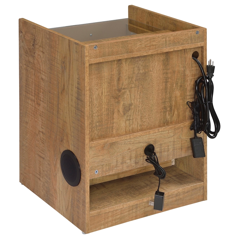 Coaster Furda Engineered Wood LED Bedside Table with Speaker in Brown