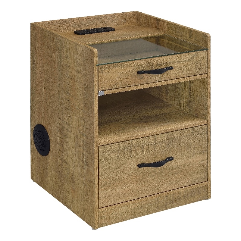 Coaster Furda Engineered Wood LED Bedside Table with Speaker in Brown