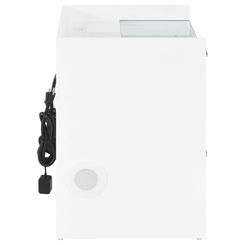Coaster Furda Engineered Wood LED Bedside Table with Speaker in White High Gloss