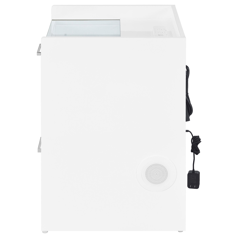 Coaster Furda Engineered Wood LED Bedside Table with Speaker in White High Gloss