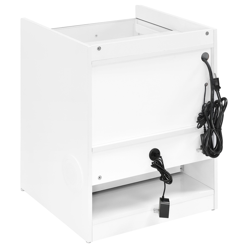 Coaster Furda Engineered Wood LED Bedside Table with Speaker in White High Gloss