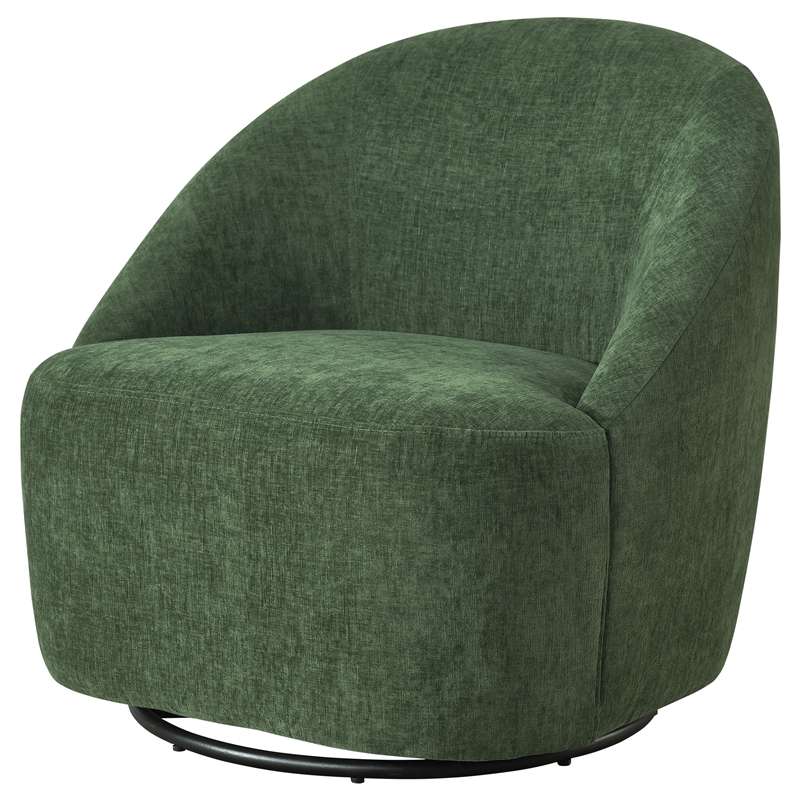 Coaster Leon Contemporary Chenille Upholstered Swivel Accent Chair in Green